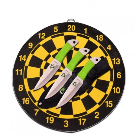 Zombie 3pc Throwing Knives + Target Set