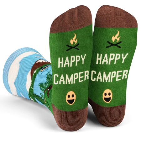 Casual Novelty Crew Socks - happy Camper